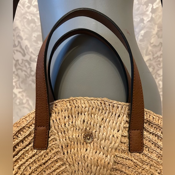 Lauren Conrad Large Boho Cookie Raffia Straw Purse, 14 Inches Round - Picture 3 of 12